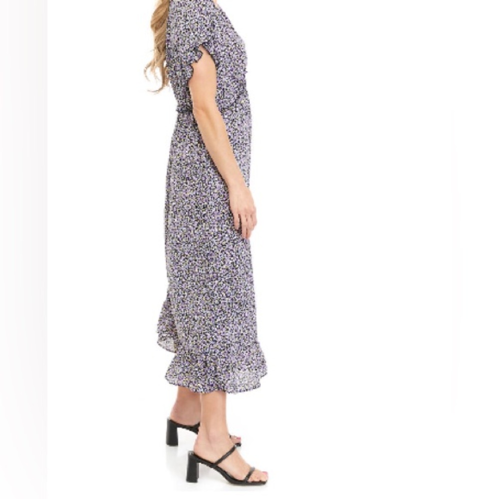 Women’s Short Dolman Sleeve Empire Waist Maxi Dress Purple Black Yellow Size XL - Picture 4 of 13